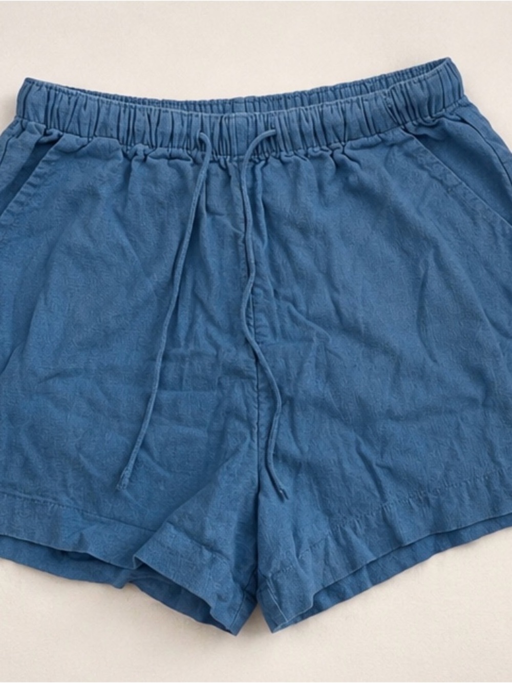 Abercrombie & Fitch Blue Linen Blend Drawstring Shorts XS